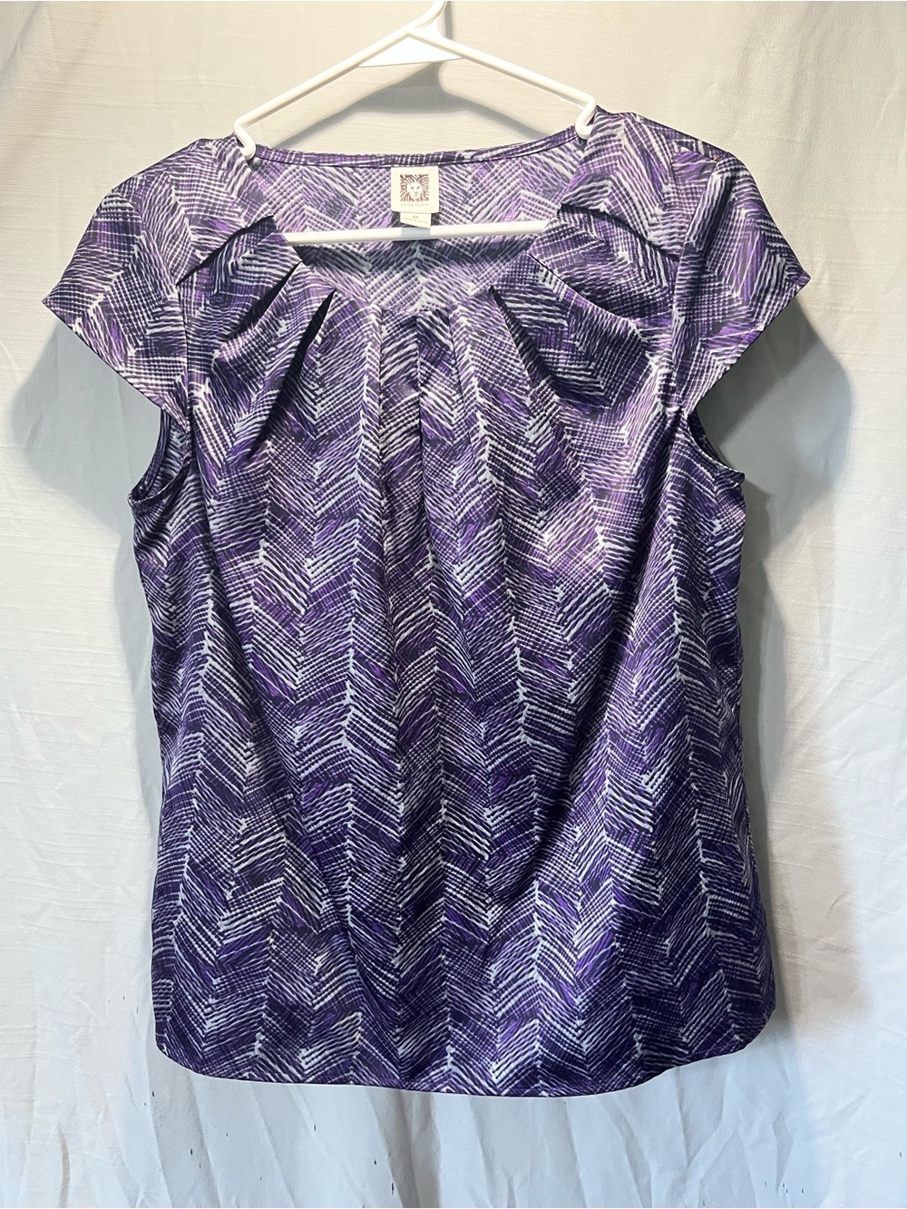 Anne Klein med Purple Patterned Cap-Sleeve Women’s Top